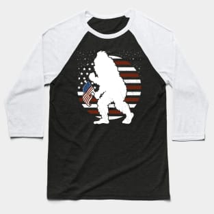 Bigfoot American Flag 4th Of july Retro Baseball T-Shirt